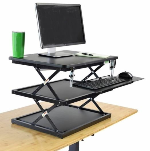 HOMEROOTS  Black Adjustable Tall Standing Desk Converter And Riser - Office Comfort HQ