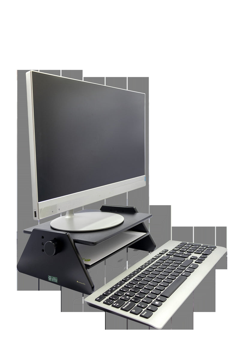 HOMEROOTS Modern Black Adjustable Three Level Ergonomic Monitor Stand - Office Comfort HQ