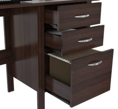 HOMEROOTS Espresso Finish Wood Writing Desk With Three Drawers - Office Comfort HQ