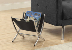 Monarch Magazine Rack Leather-Look/Chrome Metal - Office Comfort HQ