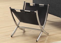 Monarch Magazine Rack Leather-Look/Chrome Metal - Office Comfort HQ